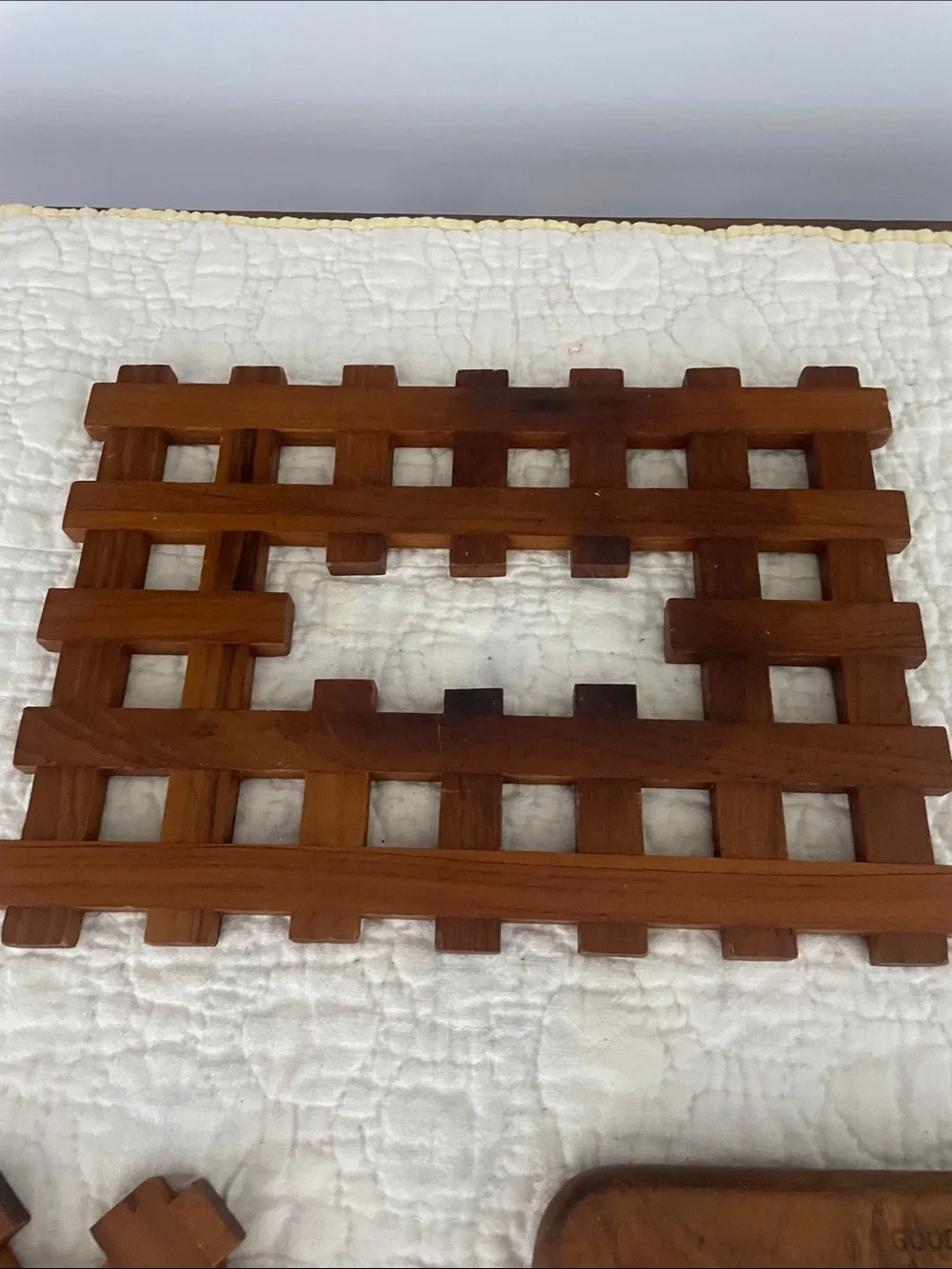 Wood Lattice Trivets Set - Brown Wooden Hot Pads